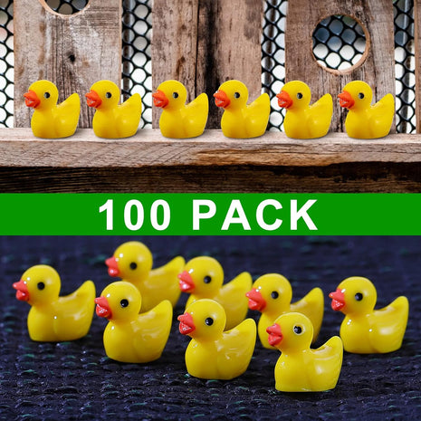 EKisemio100 Pcs Mini Resin Ducks Bulk,Tiny Yellow Duck for Hiding & Decor | 0.6in Little Ducks, Bright Yellow Resin Design, for Fairy Garden,Dollhouse,Potted Plant,DIY Kit and Miniature Decorations