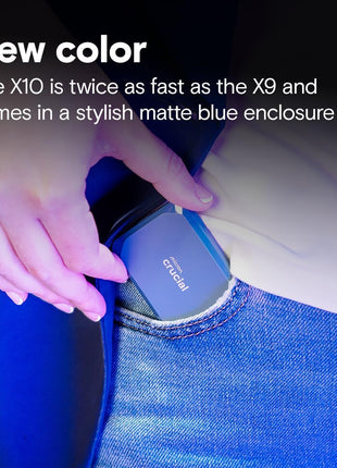 Crucial X10 1TB Portable SSD, Up to 2,100MB/s, USB 3.2 USB-C, External Solid State Drive, Compatible with Windows, Mac & Android, Durable Storage for Games, Photos & Files, Blue - CT1000X10SSD9-02
