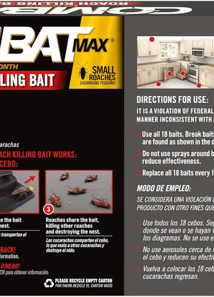 Combat Max 12 Month Roach Killing Bait, Small Roach Bait Station, Child-Resistant, 18 Count