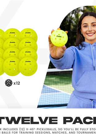 Franklin Sports X-40 Outdoor Pickleballs - Official Ball of USA Pickleball, APP Tour + US Open - Regulation Size