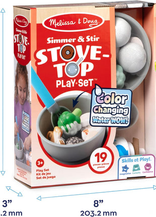 Melissa & Doug Simmer & Stir Stovetop Play Set with Water Wow!® Color Changing Play Food Preschool Toy Ages 3+
