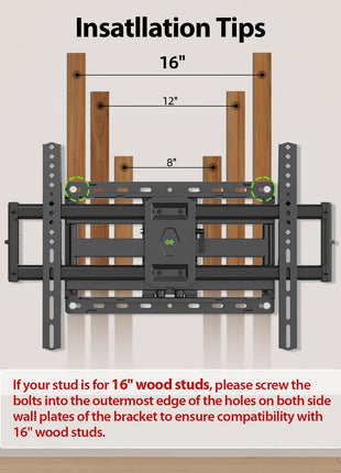 USX Mount Full Motion TV Wall Mount for Most 42-90 inch Flat Screen/LED/4K, TV Mount Bracket Dual Swivel Articulating Tilt 6 Arms, Max 16" Wood Studs, VESA 600x400mm, Holds up to 132lbs