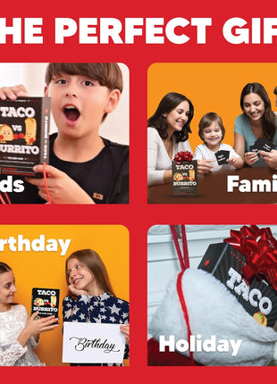 Taco vs Burrito - The Wildly Popular Surprisingly Strategic Card Game Created by a 7 Year Old - 5 Ways to Play - a Family-Friendly Party Game for Kids, Teens & Adults