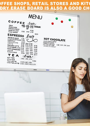 H-Qprobd Dry Erase Board for Wall 72 inchx40 inch Aluminum Presentation Magnetic Whiteboard with Long Pen Tray, Wall-Mounted White Board for School, Office and Home