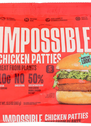 Impossible, Frozen Chicken Patties Plant Based, 13.5 Ounce