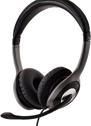 V7 HU521 Deluxe USB Stereo Headphones with Microphone - Black & Grey