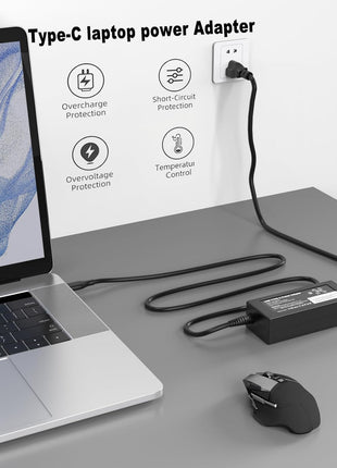 GKLSPL 65W USB C Laptop Charger Compatible with Dell Laptop and More USB Type C Power Adapter