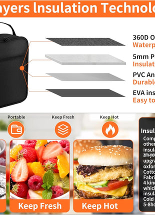 ZM-YOUTOO Lunch Box for Men - Reusable Lunch Bag Men Adult Women- Insulated Small LunchBox