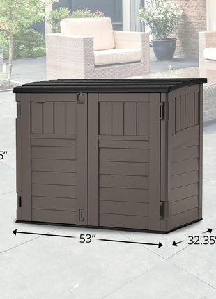 Suncast Outdoor Storage Shed for Backyard and Garden, Horizontal, 4' x 2.5', Stoney Grey - Portable Utility Deck and Cabinet for Tools, Equipment, and Garbage