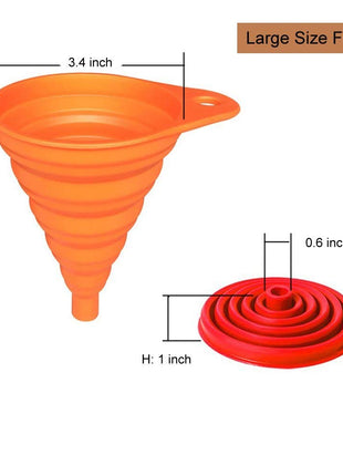 KongNai Kitchen Funnel Set 4 Pack, Small and Large, Kitchen Gadgets Accessories Foldable Silicone Collapsible Funnels for Filling Water Bottle Liquid Transfer Food Grade