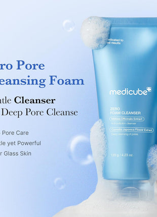 medicube Facial Cleanser Zero Foam Cleanser | Daily Gentle Cleansing Foam for Sensitive Skin | Excess Sebum Control, Hydration, Pore Minimization | Korean Skincare, 4.23 oz