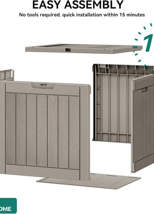 YITAHOME 30 Gallon Deck Box Outdoor Storage Box, Waterproof Resin Package Delivery and Storage Box with Lockable Lid for Patio Furniture Cushions, Pool Accessories, Garden Tools, Brown
