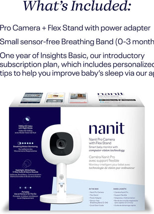 Nanit Pro Smart Baby Monitor & Flex Stand - 1080p Secure Wi-Fi Video Camera, Sensor-Free Sleep & Breathing Motion Tracker, 2-Way Audio, Sound & Motion Alerts, Night Vision, and Breathing Band - Blue