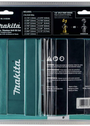 Makita B-65399 Impact Gold 14 Pc. Titanium Drill Bit Set, 1/4 In. Hex Shank