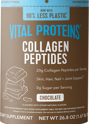 Vital Proteins Collagen Peptides Powder, Chocolate, 26.8oz | Grass-Fed Collagen Peptides, Supports Hair Skin & Nails, Bones & Joints, Chocolate Flavor, 28 Servings