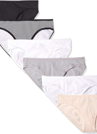 Amazon Essentials Women's Breathable Cotton Bikini Brief Underwear with Full Coverage, Multipacks
