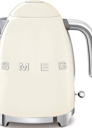 SMEG KLF03 Electric Kettle 1.7L (7 Cup), Retro Hot Water Boiler for Tea & Coffee, Fast Boiling, Auto Shut-Off, Soft Open Lid, 360° Swivel Base Countertop Kettle – Cream