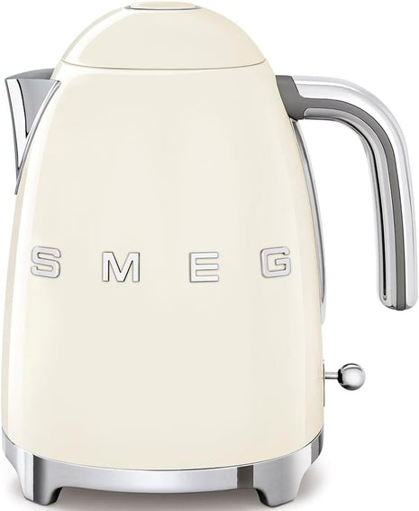 SMEG KLF03 Electric Kettle 1.7L (7 Cup), Retro Hot Water Boiler for Tea & Coffee, Fast Boiling, Auto Shut-Off, Soft Open Lid, 360° Swivel Base Countertop Kettle – Cream