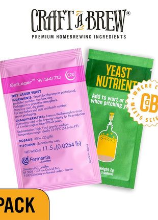 Craft A Brew - SafLager W-34/70 Yeast - German Lager Dry Yeast - For Craft Lagers - Ingredients for Home Brewing - Beer Making Supplies - [1 Pack]