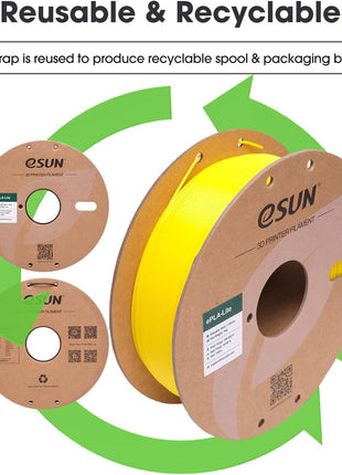 eSUN PLA Filament 1.75mm, High Toughness 3D Printer Filament Upgraded PLA Filament, Dimensional Accuracy  0.03mm, 1KG Cardboard Spool (2.2 LBS) 3D Printing Filament for 3D Printers, Yellow