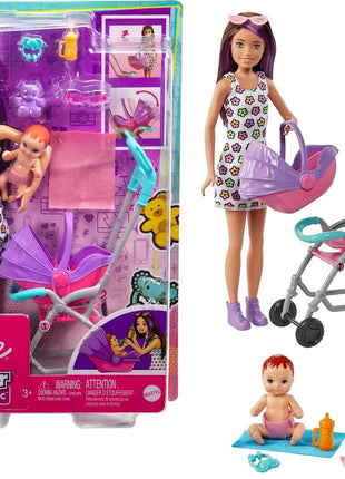 Barbie Skipper Babysitters, Inc. Playset with Skipper Babysitter Doll (Brunette), Stroller, Baby Doll & 5 Accessories, Toy for 3 Year Olds & Up