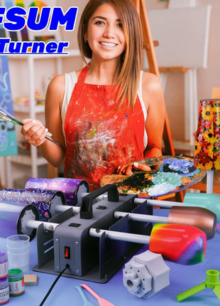 6 Cup Turner for Crafts Tumbler,Multi Tumbler Spinner Machine Kit,Tumbler Turner DIY Glitter Epoxy Resin Tumblers
