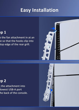 NexiGo PS5 Slim Silent Enhanced Cooling Fan with Adjustable Speed, Auto Power On/Off, with USB 3.0 Port, Efficient Cooling System for Both PS5 Slim Disc and Digital Editions (White)