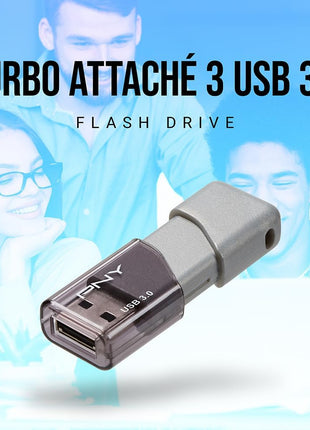 PNY 128GB Turbo Attaché 3 USB 3.0 Flash Drive 5-Pack – Grey, P-FD128X5TBOP-MP, 100MB/s, Light-Weight Durable - Data Storage and Transfer