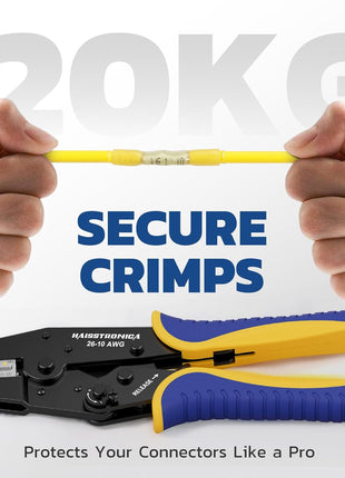 haisstronica Crimping Tool For Heat Shrink Connectors-AWG 26-10 Ratchet Wire Terminal Crimper-Ratcheting Crimper Tools-Available For Insulated Nylon Connectors and Electrical Wire Connectors HS-8327