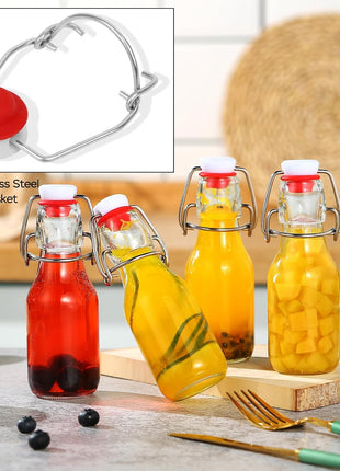 ZEBEIYU 12 Pack 4 oz Swing Top Glass Bottles,Flip Top Glass bottles with airtight Caps for Home Brewing Beer,Kombucha,2nd Fermentation,Kefir,Beverages,Soda,Oils,Vinegar,Limoncello,Vanilla extract