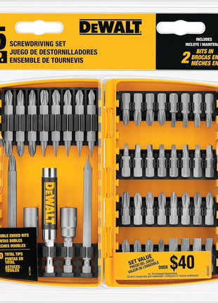DEWALT Screwdriver Bit Set with Tough Case, 45-Piece (DW2166), Grey/Silver Screwdriving Set with Tough Case