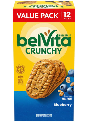belVita Breakfast Bars Biscuits, Blueberry, Value Pack, 12 Packs (4 Biscuits Per Pack)
