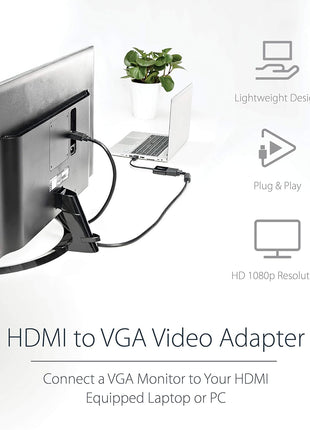 StarTech.com 1080p 60Hz HDMI to VGA High Speed Display Adapter - Active HDMI to VGA (Male to Female) Video Converter for Laptop/PC/Monitor (HD2VGAE2)