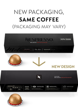 Nespresso Vertuo, Melozio Decaffeinato, 30-Count Espresso Pods | Capsules Medium Roast Pack of 1 Coffee Brews 7.8 oz