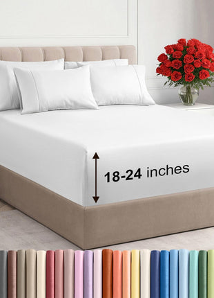 Extra Deep King Sheet Set   6 Piece Breathable and Cooling Sheets   Hotel Luxury Bed Sheets Set   Easy & Secure Fit   Soft, Wrinkle Free and Comfy Sheets Set   White Sheet Set with Extra Deep Pockets