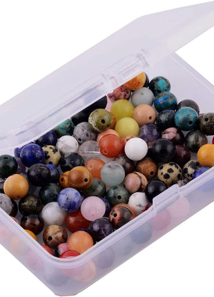 Natural Stone Beads 100pcs Round Genuine Real Stone Beading Loose Gemstones Hole Size 1mm DIY Smooth Bead for Bracelet Necklace Earrings Jewelry Making(Natural Stone Beads Multicolor, 8mm)