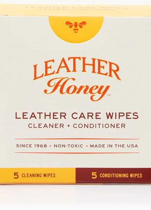 Leather Honey Leather Wipe Kit: Clean & Restore On-The-Go. For Any Color of Leather Couches, Car Seats, Purses, Shoes & Bags. Nontoxic, Ready-to-Use & Made in the USA. 5 Cleaner & 5 Conditioner Wipes