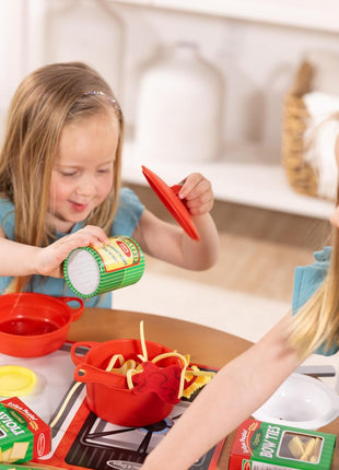 Melissa & Doug Prepare & Serve Pasta Set with Toy Food & Kids Play Kitchen Accessories, Montessori-Inspired Preschool Learning Toys for Girls & Boys 3+