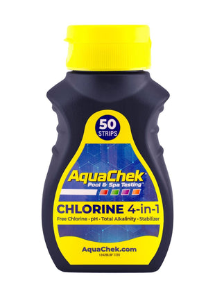 AquaChek Yellow 4-Way Pool and Spa Test Strips - 50 Yellow Test Strips - Swimming Pool Test Strips For pH, Free Chlorine, Total Alkalinity, and Cyanuric Acid - Quick and Accurate Results - Testing Kit
