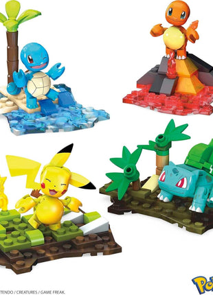 MEGA Pokémon Building Toys Set Kanto Region Team with 130 Pieces, 4 Poseable and Articulated Characters, 2 Inches Tall, for Kids