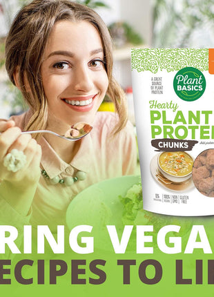 Plant Basics - Hearty Plant Protein - Unflavored Chunks, 1 lb, Non-GMO, Gluten Free, Low Fat, Low Sodium, Vegan, Meat Substitute