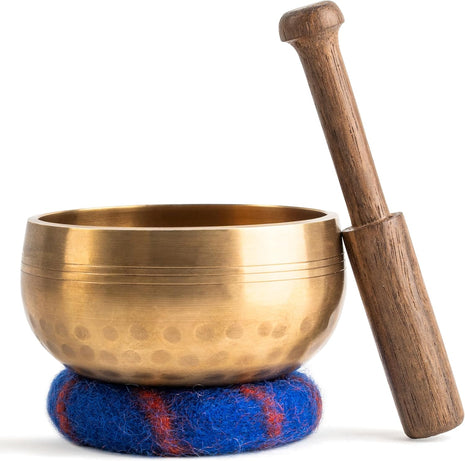 Handcrafted Tibetan Singing Bowl Set – 3.5" Sound Bowl for Meditation, Sound Healing & Yoga – Healing Instrument with Wooden Striker & Cushion – Authentic Hand-Hammered in Nepal