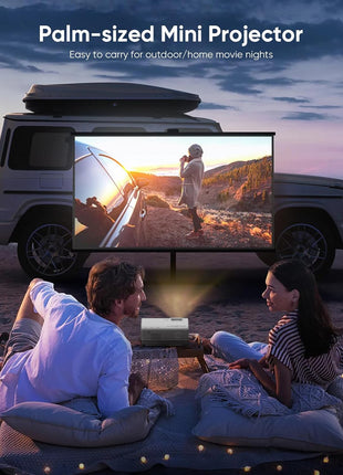 Projector with WiFi and Bluetooth, Upgrade Outdoor Projector, Mini Movie Projector Supports 1080P Synchronize Smartphone Screen by WiFi/USB Cable for Home Entertainment (WiFi)