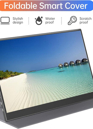 ForHelp 15.6inch Portable Monitor,1080P USB-C HDMI Second External Monitor for Laptop,PC,Mac Phone,PS,Xbox,Swich,IPS Ultra-Thin Zero Frame Gaming Display/Premium Smart Cover