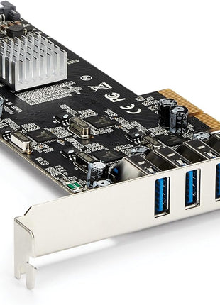 StarTech.com 4 Port USB 3.0 PCIe Card w/ 4 Dedicated 5Gbps Channels (USB 3.2 Gen 1) - UASP - SATA / LP4 Power - PCI Express Adapter Card (PEXUSB3S44V)