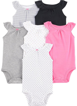 Simple Joys by Carter's Baby Girls' Short-Sleeve Bodysuit, Pack of 6, Multicolor/Dinosaur/Floral/Forest Animals/Fruit/Hearts, 0-3 Months