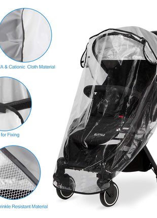 Clear Stroller Rain Cover, Universal Travel Weather Shield Breathable Baby Stroller Rain Cover for Windproof, Waterproof, Protect from Sun Dust Snow