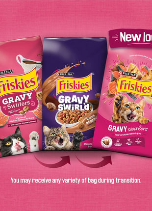 Purina Friskies Gravy Swirlers With Flavors of Chicken, Salmon and Gravy Dry Cat Food - 3.15 lb. Bag