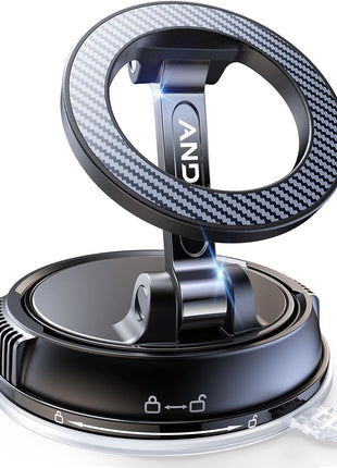 ANDERY Car Phone Holder for Magsafe [78+LBS Strongest Suction & 2400gf Magnetic] 360° Adjustable Car Phone Mount, Phone Holders for Your Car for iPhone 17 Pro Max 16 15 14 13 12 Plus Air, Carbon Fiber