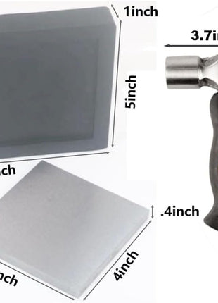 Steel Bench Block with 4 inchTough Rubber Block – Metal Stamping Hammer, Metal Bench Block - Jewelry Making, Metal Stamping, Work Surface Tool (Steel & Rubber Block)